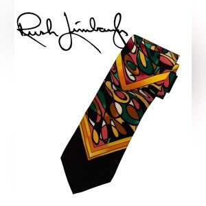 Vintage Rush Limbaugh No Boundaries Collection Silk Men’s Tie USA Designer